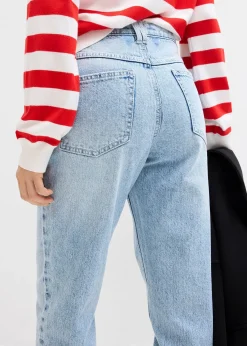 Jean mom cropped taille haute, peu extensible