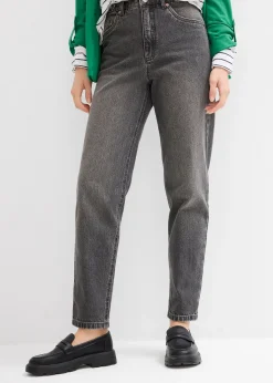 Jean mom cropped taille haute, peu extensible