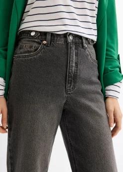 Jean mom cropped taille haute, peu extensible