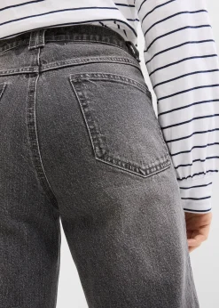 Jean mom cropped taille haute, peu extensible