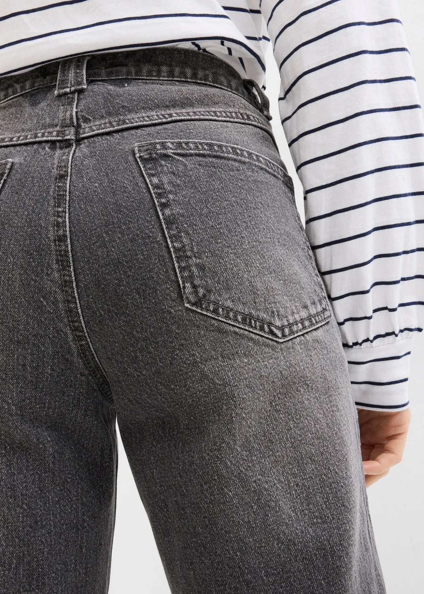 Jean mom cropped taille haute, peu extensible