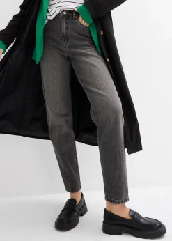 Jean mom cropped taille haute, peu extensible