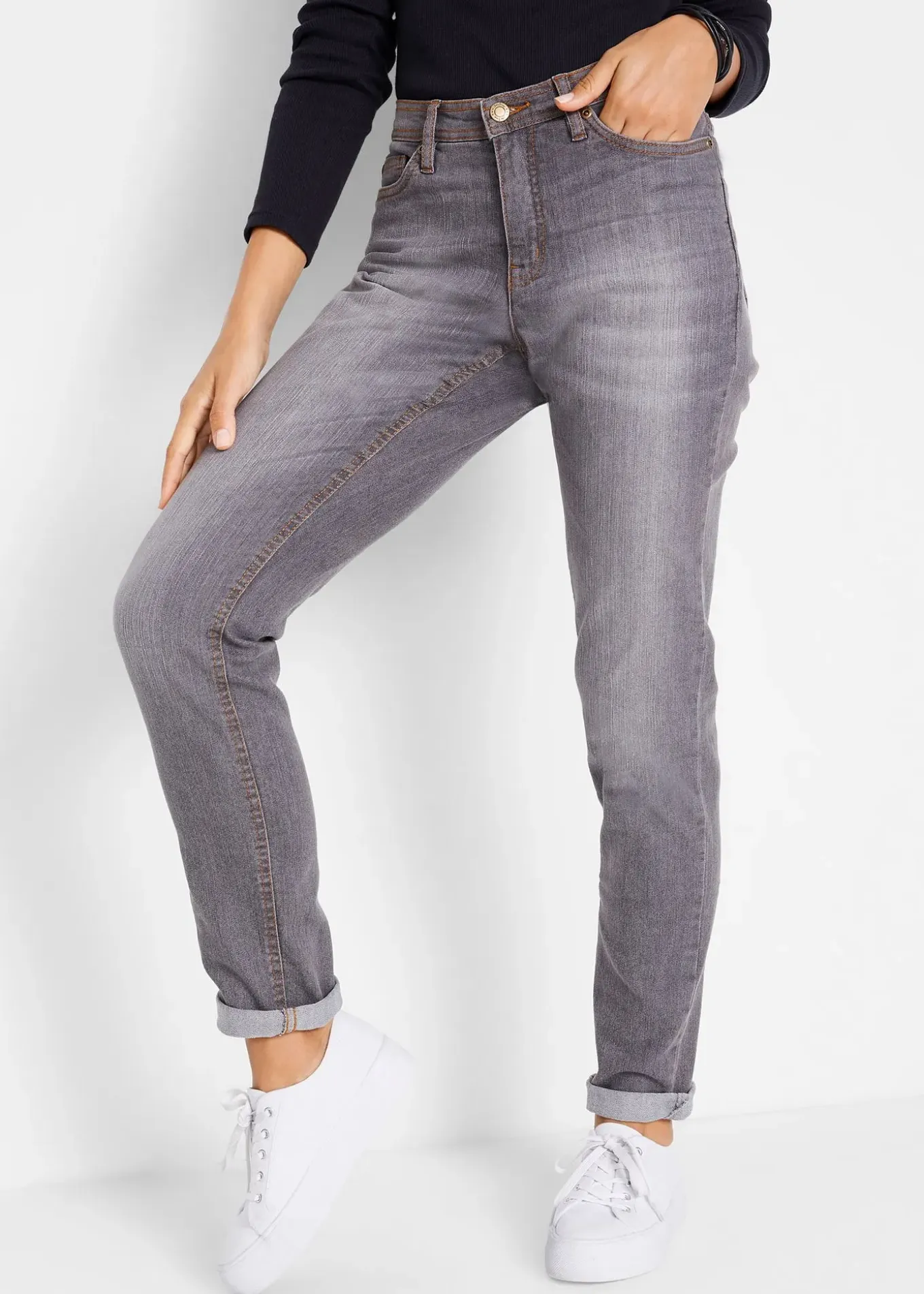 Jean Mom extensible et confortable, taille mi-haute