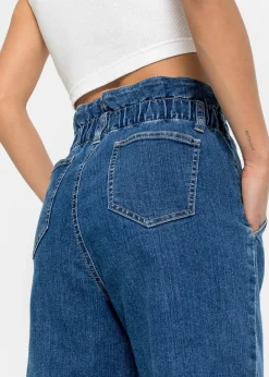 Jean mom extensible, taille haute