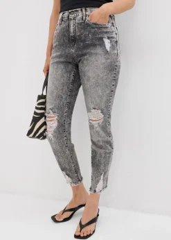 Jean Mom taille haute avec effets destroy