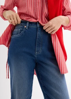 Jean mom taille haute, cropped