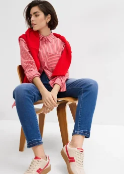 Jean mom taille haute, cropped