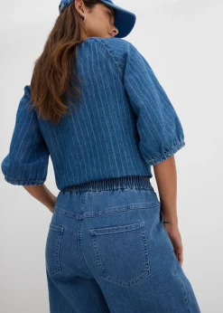 Jean mom, taille haute élastiquée
