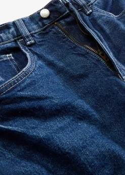 Jean mom taille haute, peu extensible, cropped