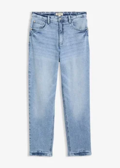 Jean mom taille haute, peu extensible, cropped