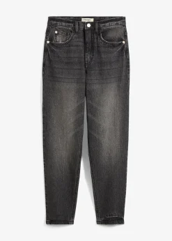 Jean mom taille haute, peu extensible, cropped