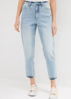 Jean mom taille haute, raccourci, peu extensible