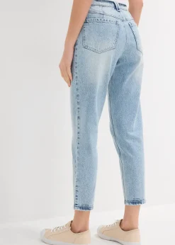 Jean mom taille haute, raccourci, peu extensible