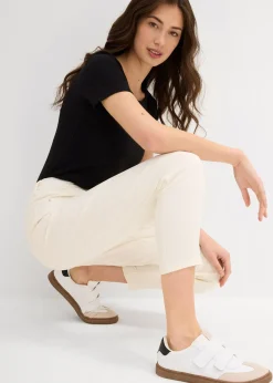 Jean mom taille haute, raccourci, peu extensible