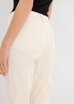 Jean mom taille haute, raccourci, peu extensible