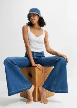 Jean pattes d’éph avec ourlets effilochés