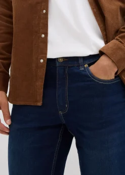 Jean regular extensible avec doublure chaude en jersey et taille élastiquée, droit