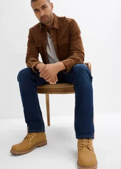 Jean regular extensible avec doublure chaude en jersey et taille élastiquée, droit