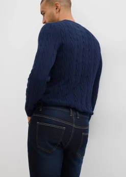 Jean regular extensible avec doublure chaude en jersey et taille élastiquée, droit