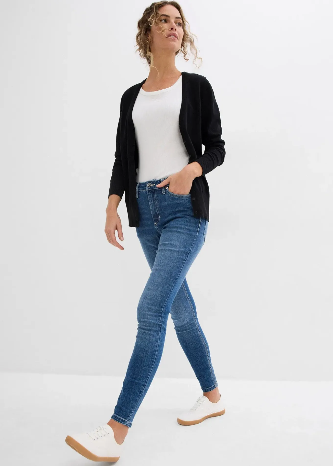 Jean skinny taille mi-haute, cropped