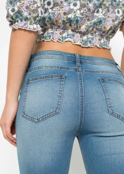 Jean skinny taille mi-haute, effets destroy