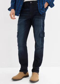 Jean slim extensible poches cargo, droit