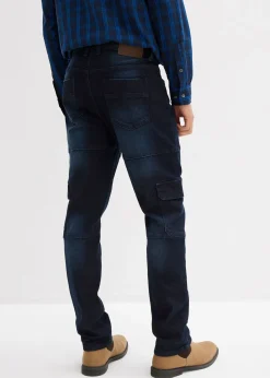 Jean slim extensible poches cargo, droit