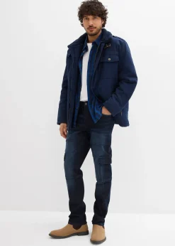 Jean slim extensible poches cargo, droit