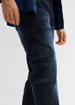 Jean slim extensible poches cargo, droit