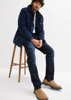 Jean slim extensible poches cargo, droit