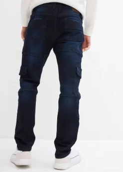 Jean slim extensible poches cargo, droit