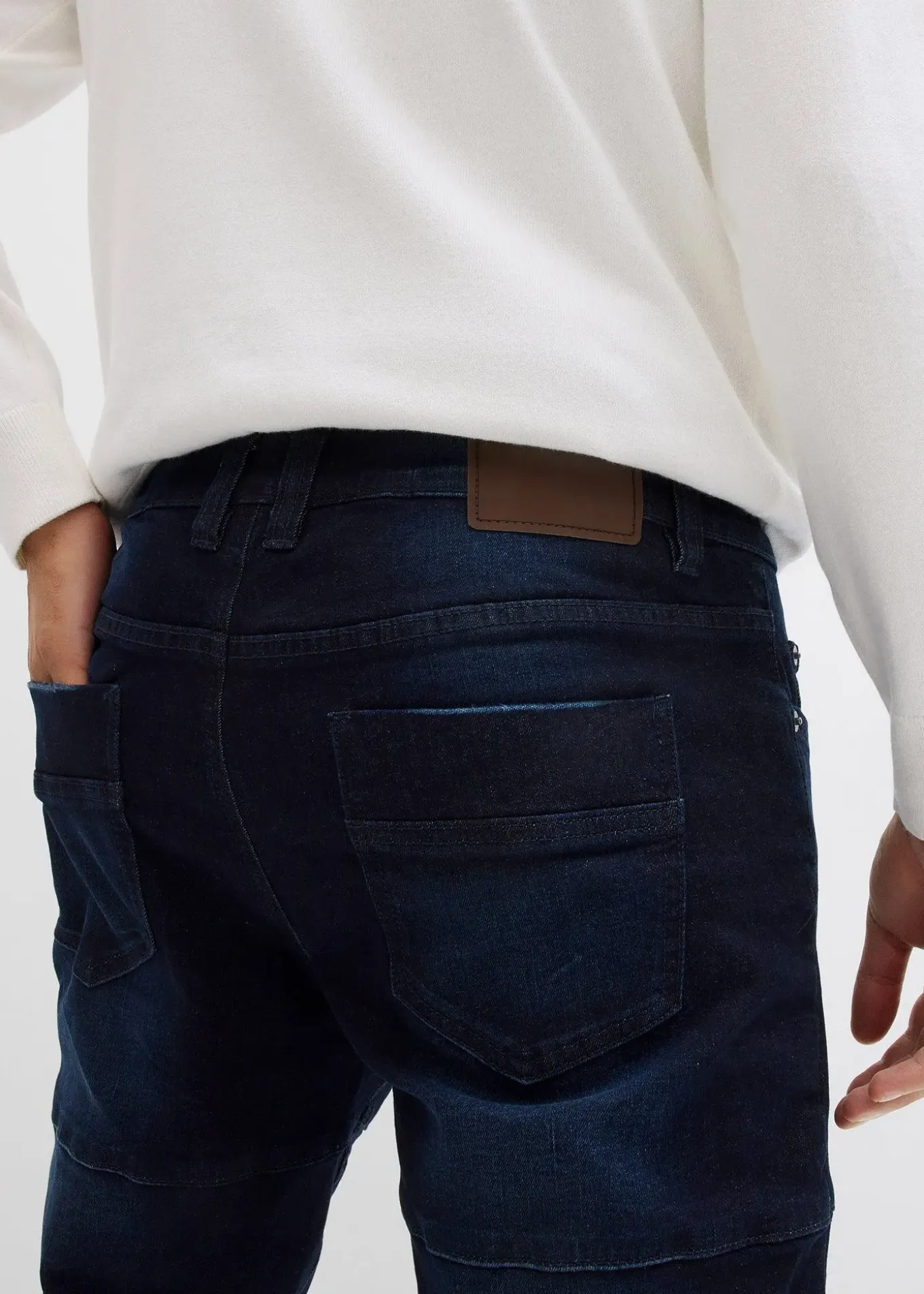 Jean slim extensible poches cargo, droit