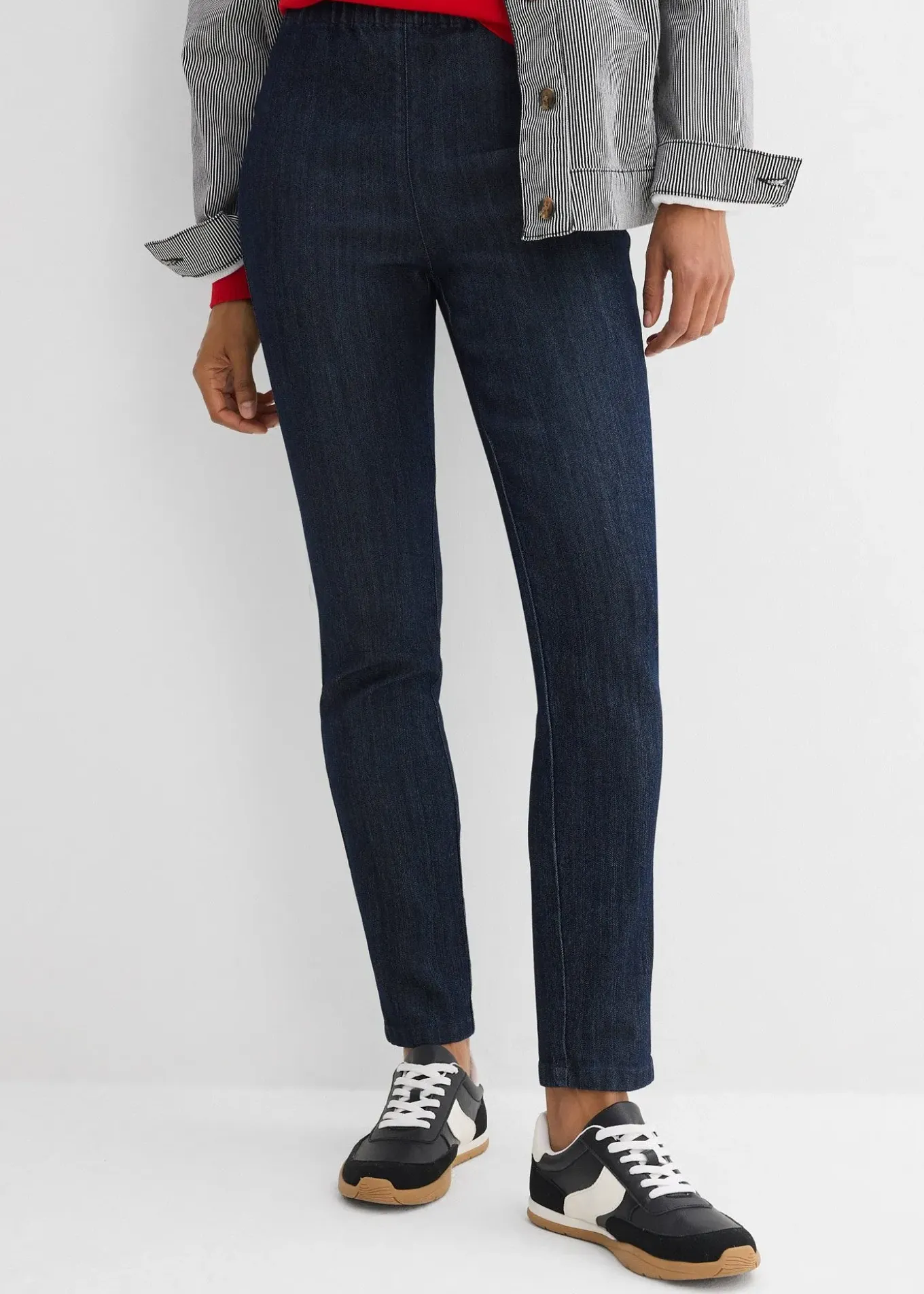 Jean slim taille haute, cropped