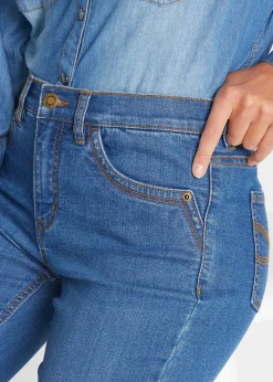 Jean slim, taille mi-haute, longueur 3/4