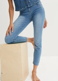 Jean slim taille mi-haute, cropped