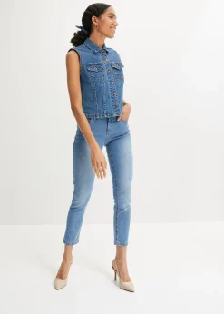 Jean slim taille mi-haute, cropped