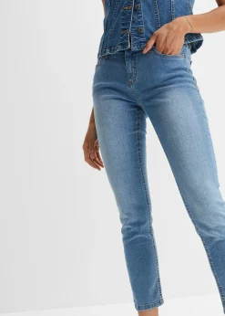 Jean slim taille mi-haute, cropped