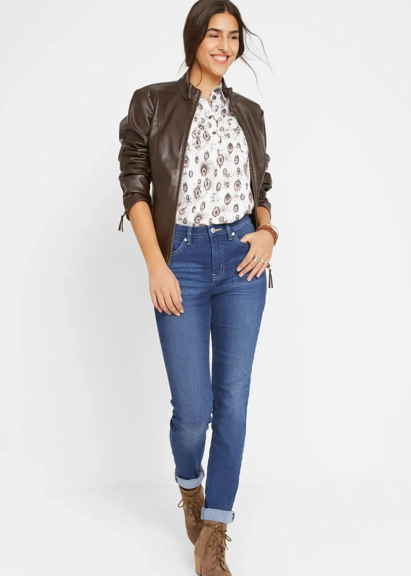 Jean slim taille mi-haute, extensible