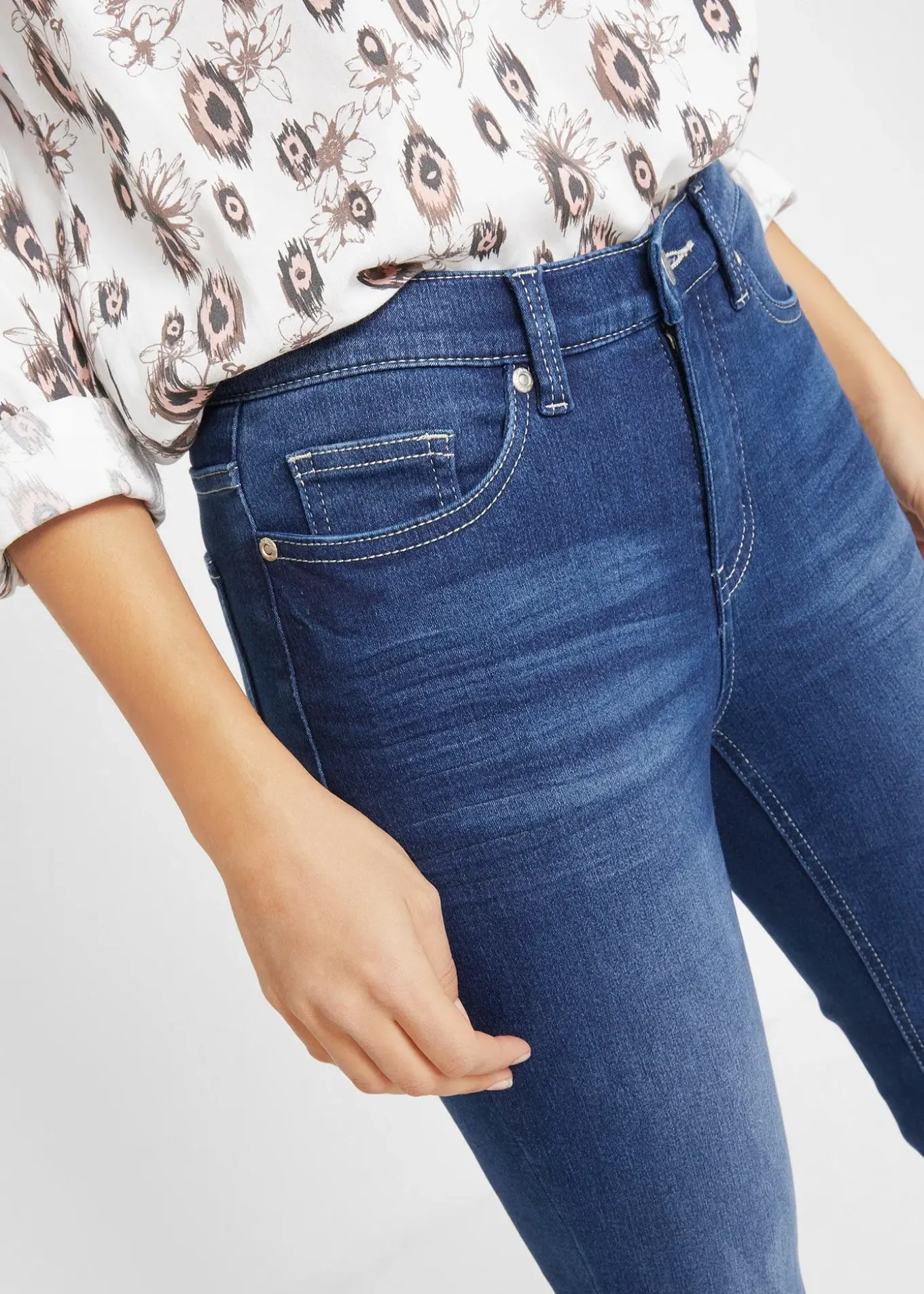 Jean slim taille mi-haute, extensible