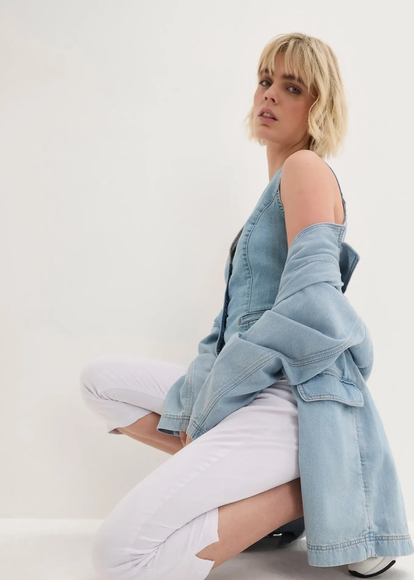 Jean slim taille mi-haute, raccourci