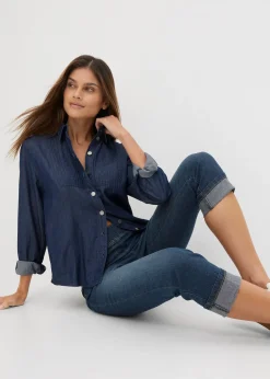 Jean slim, taille mi-haute, coton