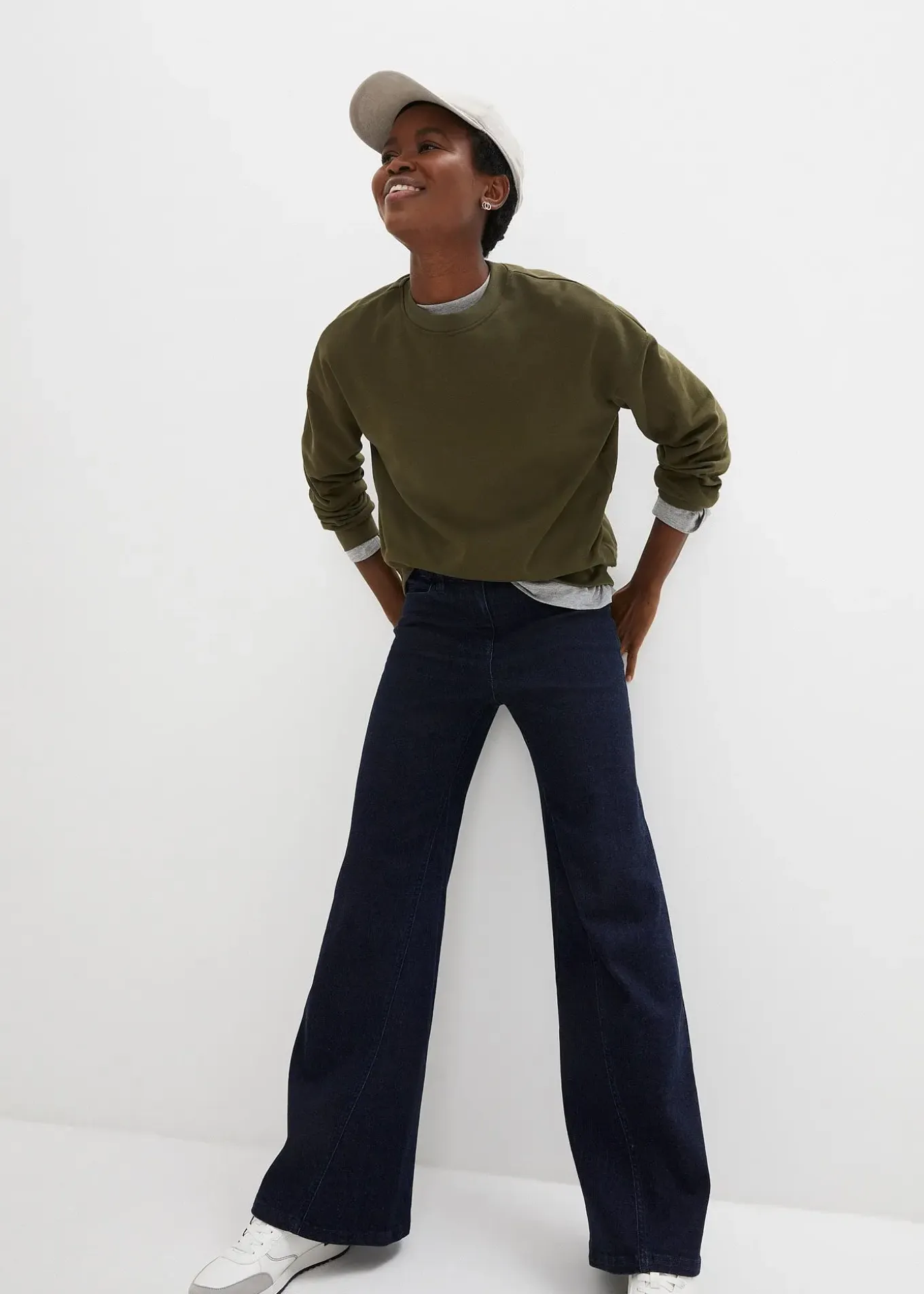 Jean taille haute Wide Leg, taille confortable