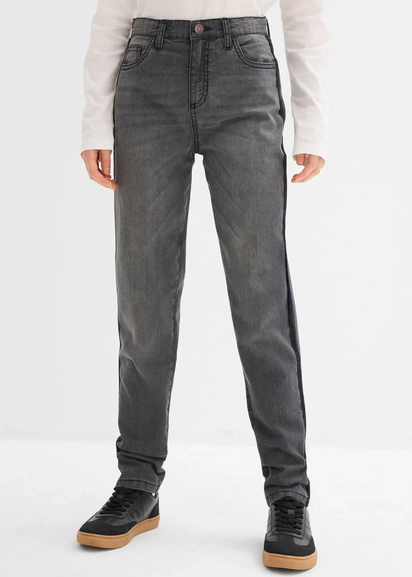 Jean thermique taille mi-haute, doublure jersey