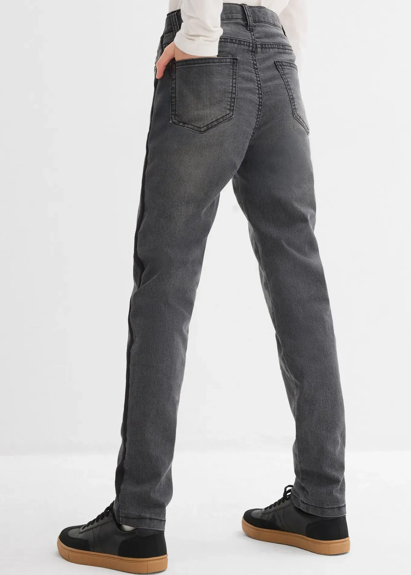 Jean thermique taille mi-haute, doublure jersey