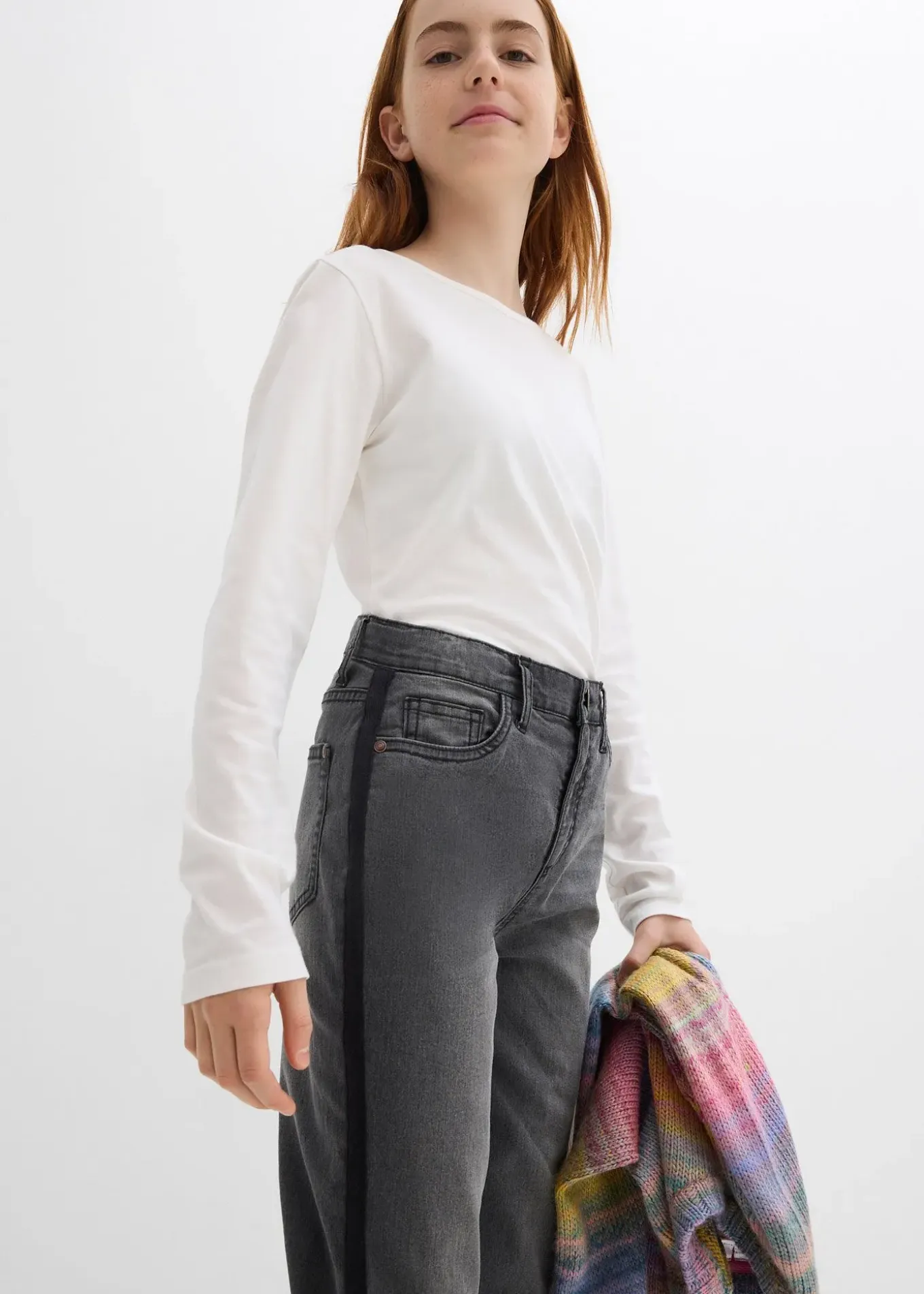 Jean thermique taille mi-haute, doublure jersey