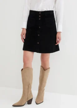 Jupe boutonnée en velours côtelé extensible