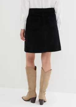 Jupe boutonnée en velours côtelé extensible