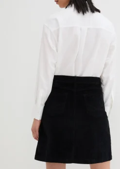 Jupe boutonnée en velours côtelé extensible