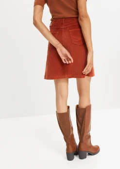 Jupe boutonnée en velours côtelé extensible