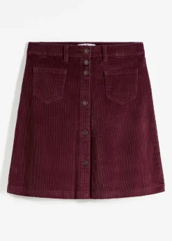 Jupe boutonnée en velours côtelé extensible